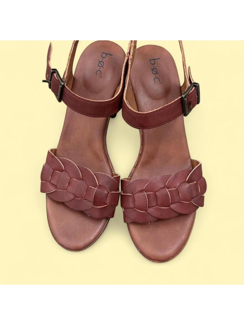 b.o.c. Born Concept "Gigi" Braided Leather Wedge Sandals 👡